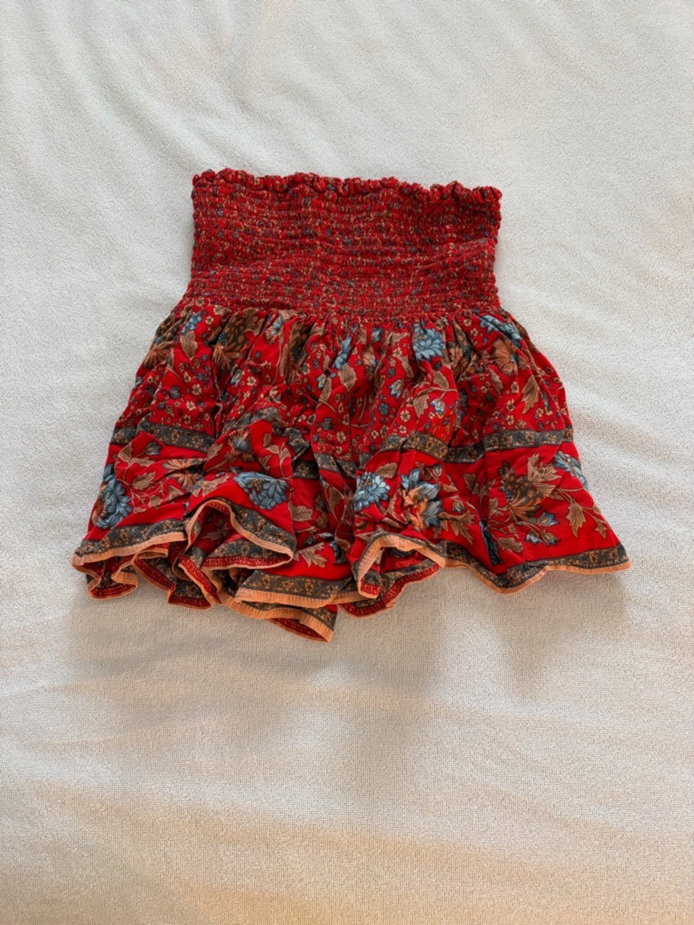 NATURAL LIFE Red Floral Smocked Mini Skort